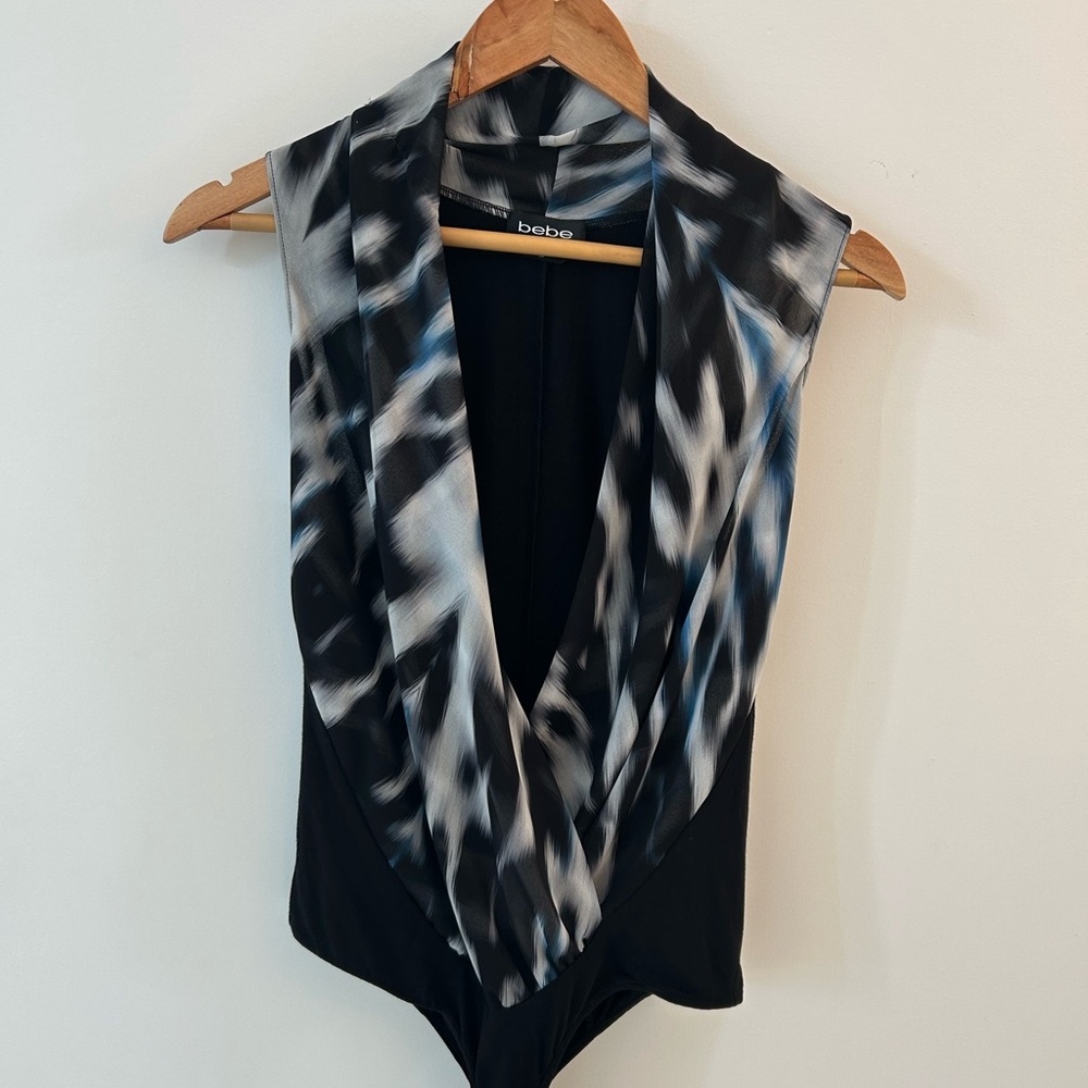 Bebe Black and White Bodysuit